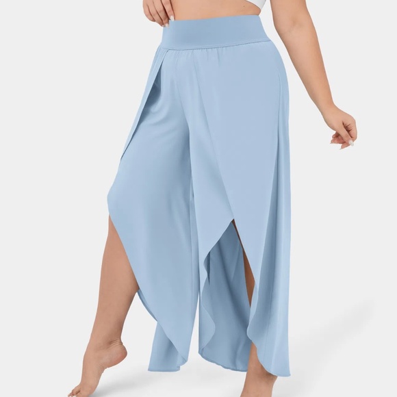 Breezeful™ High Waisted Back Waistband Pocket Palazzo Flowy Split Wide Leg Quick - Picture 3 of 3